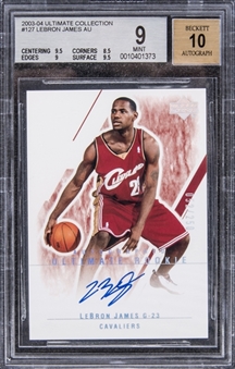 2003-04 "Ultimate Collection" #127 LeBron James Signed Rookie Card (#052/250) – BGS MINT 9/BGS 10